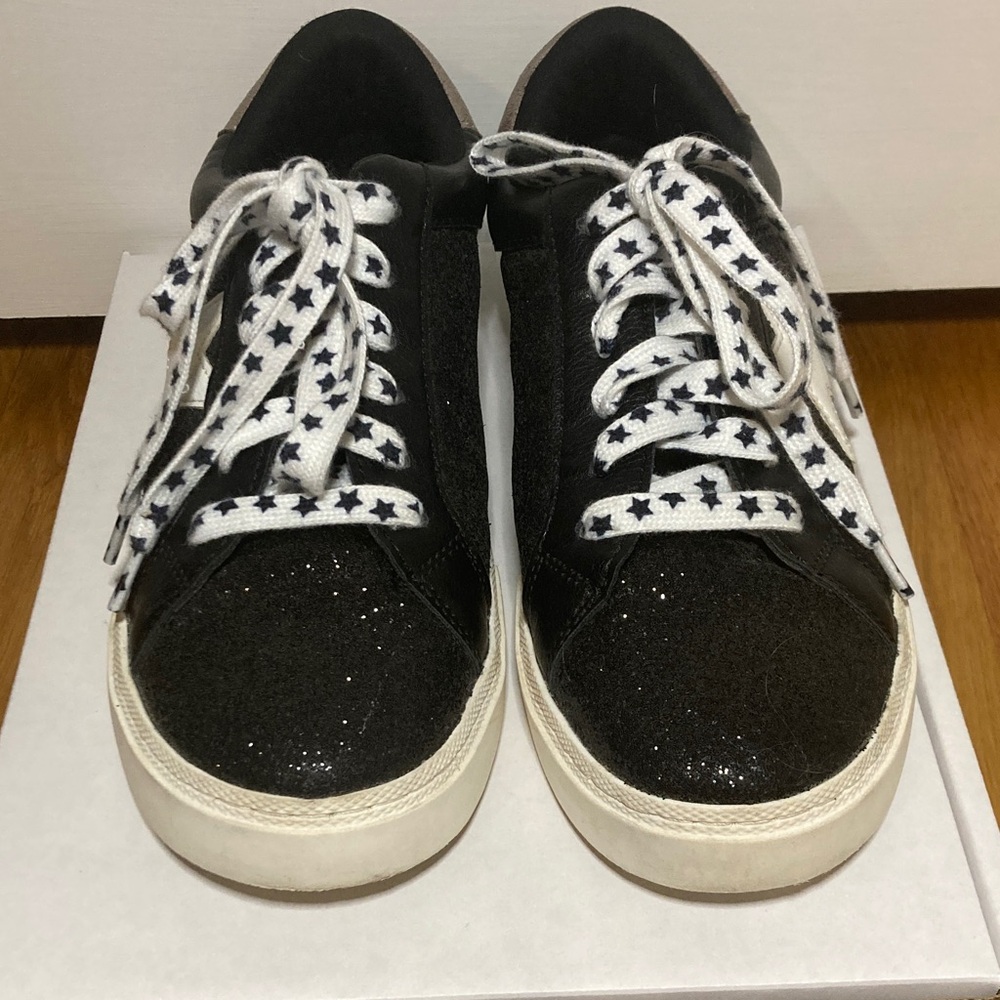 Black Glitter Sneakers with Star Laces